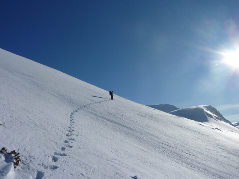 Simon climbing out of Glen Einich