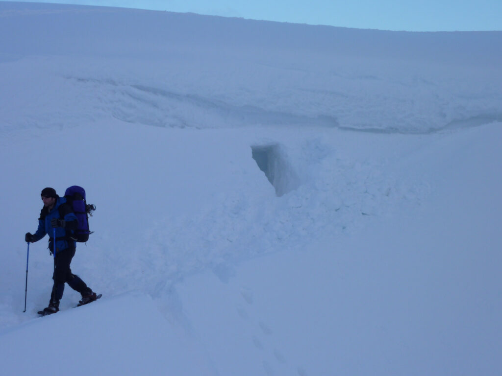 Simon leaving the snowhole