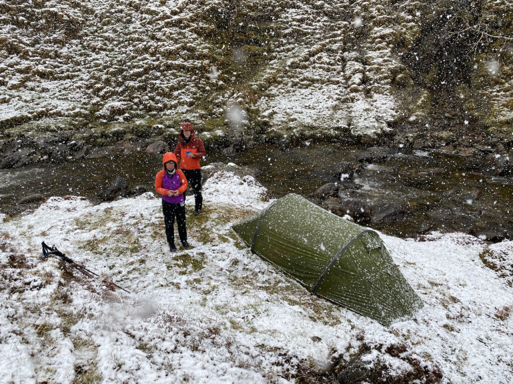 Pamela & John camping in Glen Elchaig while backpacking the Cape Wrath Trail