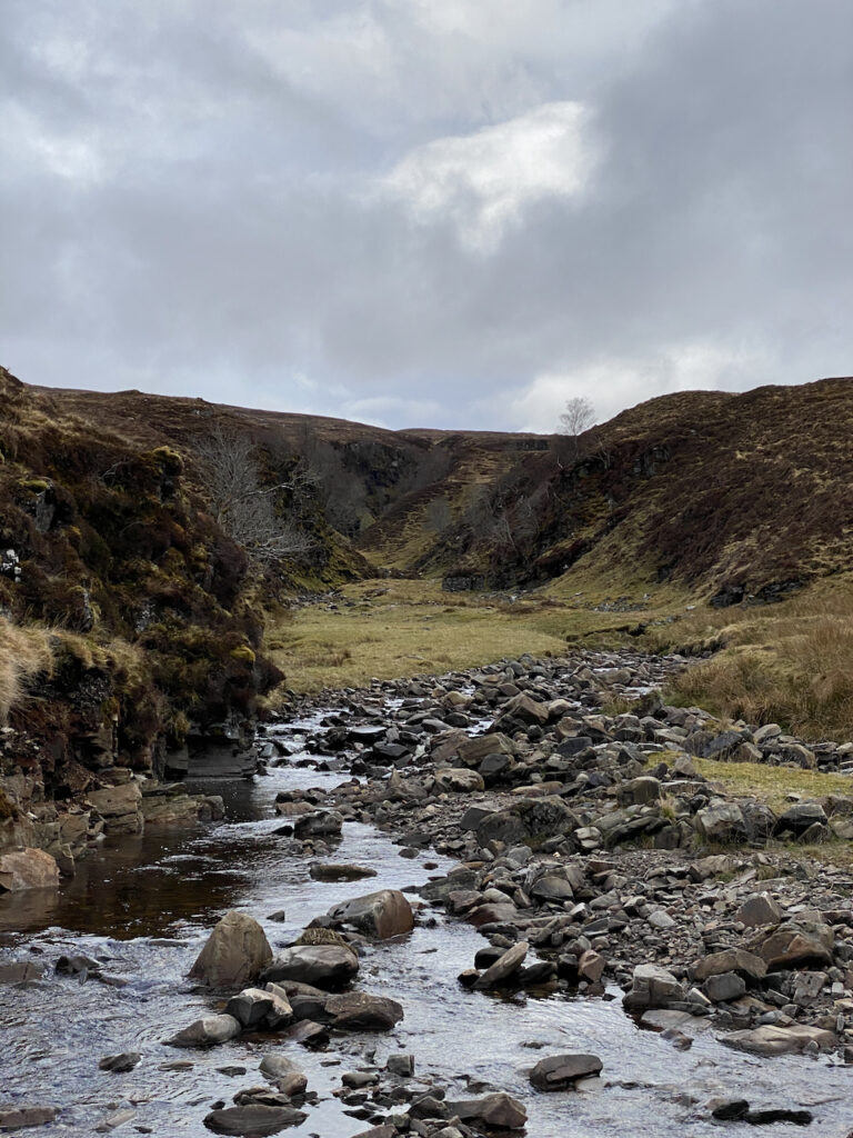Our relatively sheltered camp site by the Allt Siolar near Douchary
