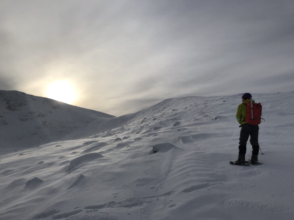 Snowshoeing up to the Cairngorm Plateau