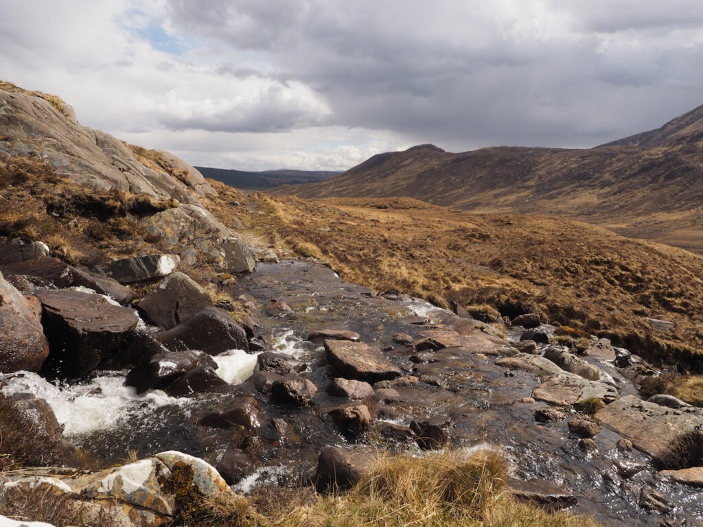 The ford over the Allt an Dubh Loch Bhig in Glen Oykel