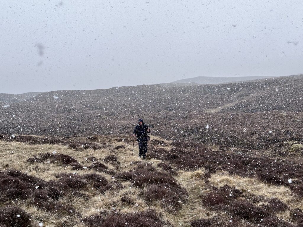 Duncan in the heavy snow shower